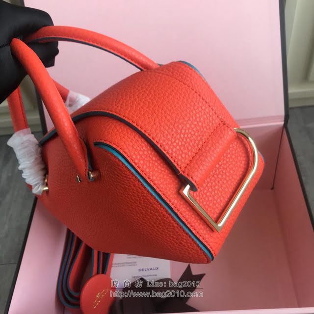 DELVAUX女包 Delvau單肩斜挎包 半手工Cool box 小號 德爾沃女手提包 手拎包 橙色  fcs1189